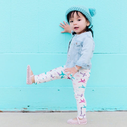 Airplane science stem clothes feminist pilot leggings clothing for toddler girls by Smarty Girl