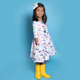 Dinosaur clothes for girls dinosaurs twirl skirt dress with pockets girl clothing twirly pocket dresses science stem paleontology girly pink purple kids pants toddler shirt t-shirt birthday dino party theme gift baby children’s child infant nerd geek nerdy geeky ethical fashion brand style scientist smart smarty pima cotton Peru outfit apparel Kansas company mom-owned circle ballet skater fit and flare