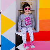 Girls robot clothes girl robots clothing leggings pants robotics Smarty Girl toddler scientist kids child coding computer programming science STEM clothes girly engineer engineering technology smart geek nerd pink purple BFF baby children kid pima cotton Peru Peruvian colorful mural color wall graffiti Los Angeles