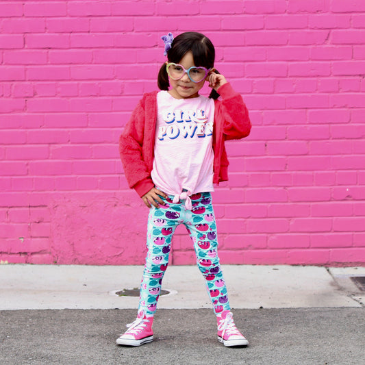 Sloth leggings sloths girls clothing clothes Smarty Girl pants shirt tshirt dress pink purple girly science zoo STEM biology biologist kid kids child children baby infant toddler smart geek nerd nerdy geeky tropical jungle rainforest rain forest green turquoise animal birthday party theme animals costume gift pima cotton Peru ethical fashion green teal turquoise female empowerment style brand apparel line gender neutral outfit