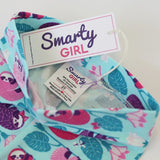 Sloth leggings sloths girls clothing girl clothes pants shirt tshirt dress pink purple girly science STEM biology biologist kid kids child children baby toddler smart geek nerd nerdy geeky tropical jungle rainforest green birthday party theme gift pima cotton Peru ethical fashion female empowerment style brand