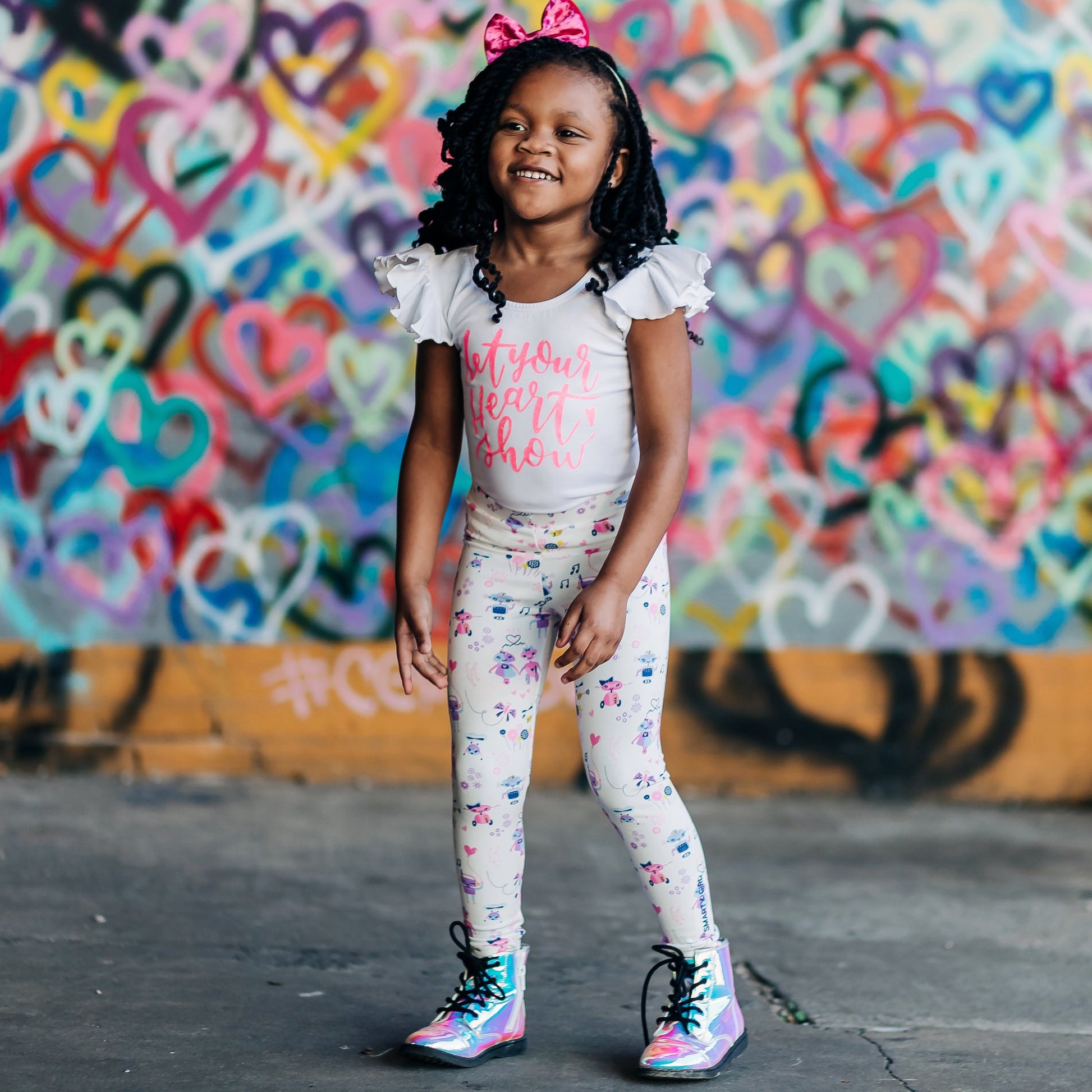 Girls robot clothes girl robots clothing leggings pants robotics Smarty Girl toddler code scientist coding programming science STEM clothes pima cotton Peru Peruvian girly engineering technology smart geek nerd pink purple BFF baby kids children child kid