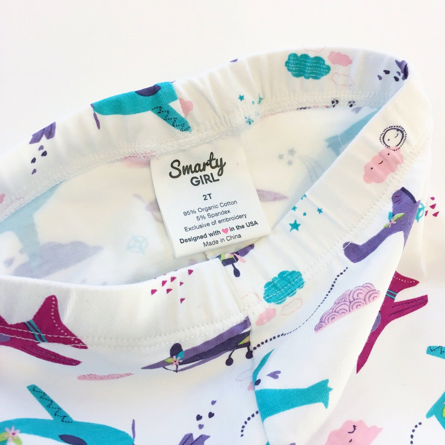 Airplane aviation pilot leggings for toddler girls by Smarty Girl