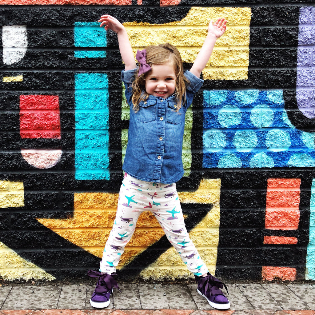Airplane science stem clothes feminist pilot leggings clothing for toddler girls by Smarty Girl