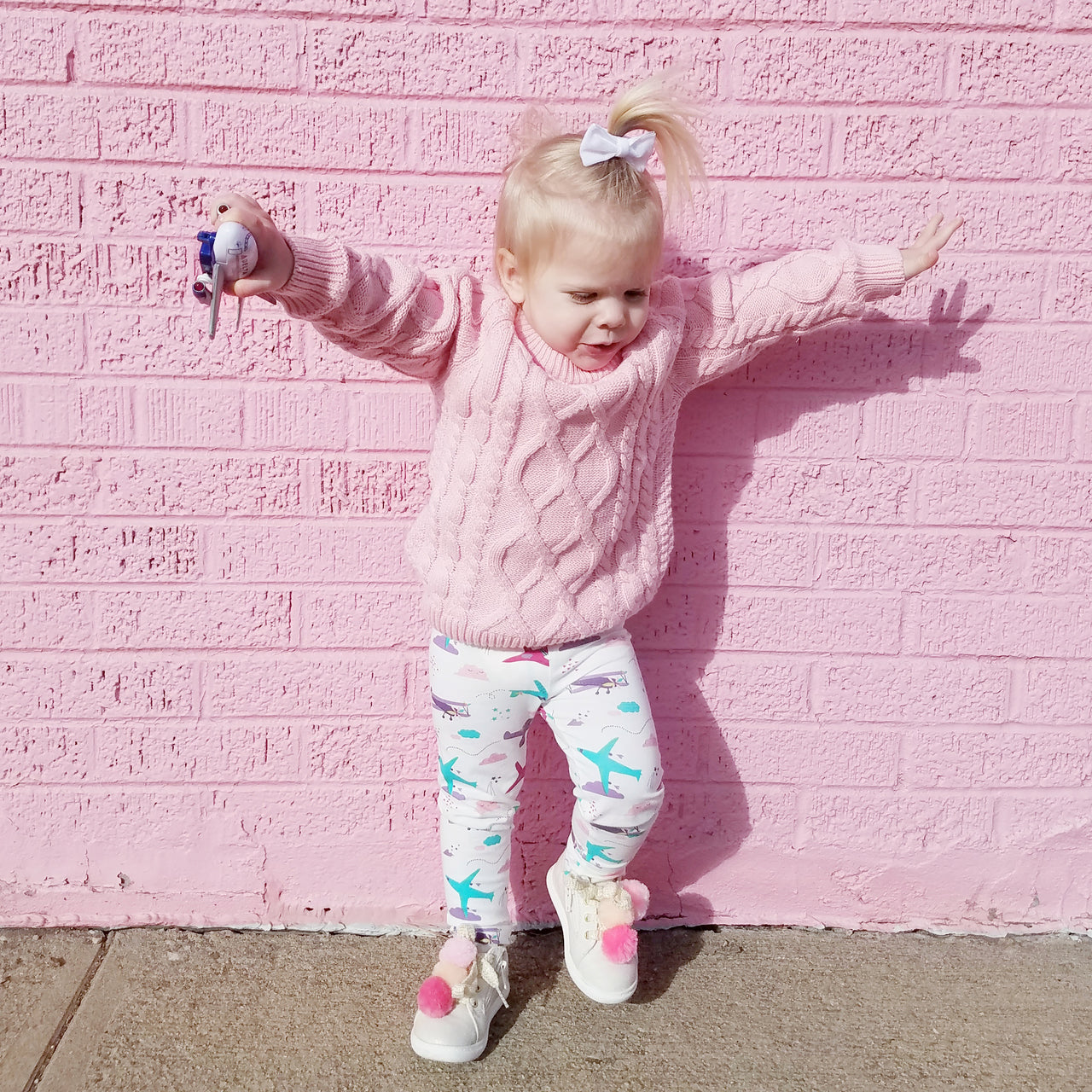 Airplane aviation pilot leggings for toddler girls by Smarty Girl