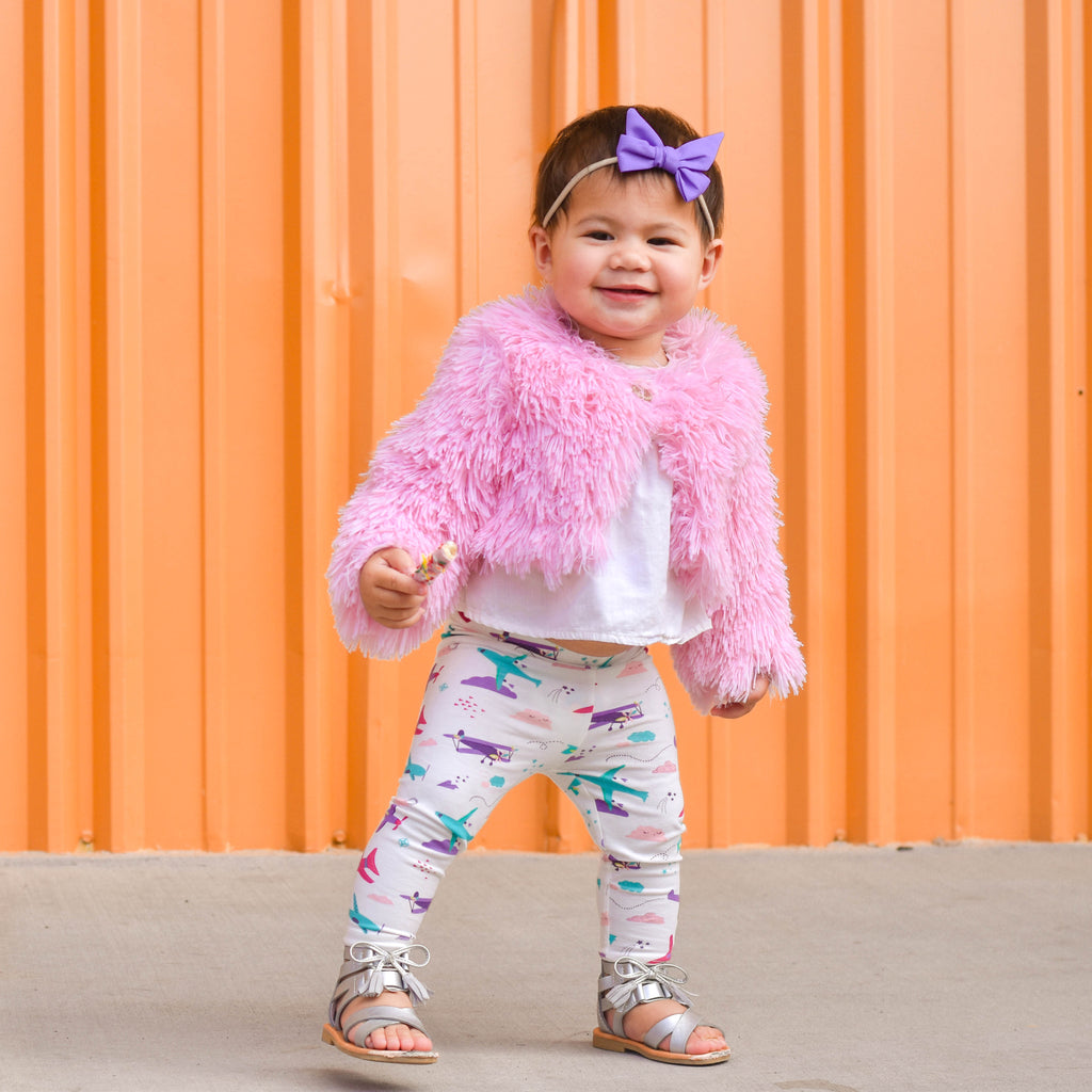 Airplane aviation pilot leggings for toddler girls by Smarty Girl