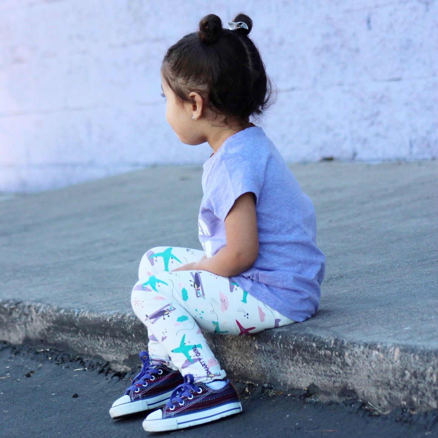 Airplane aviation pilot leggings for toddler girls by Smarty Girl