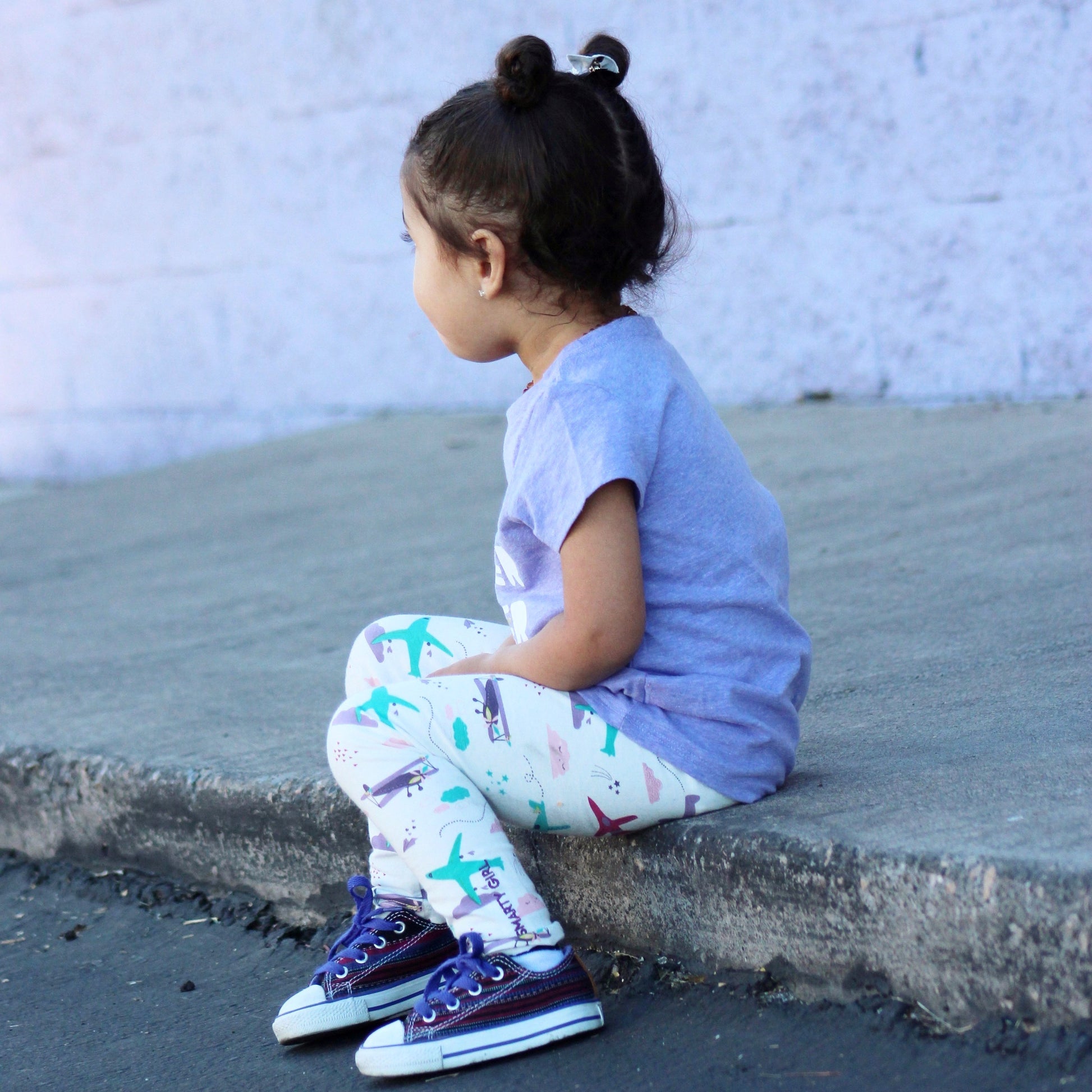 Airplane aviation pilot leggings for toddler girls by Smarty Girl