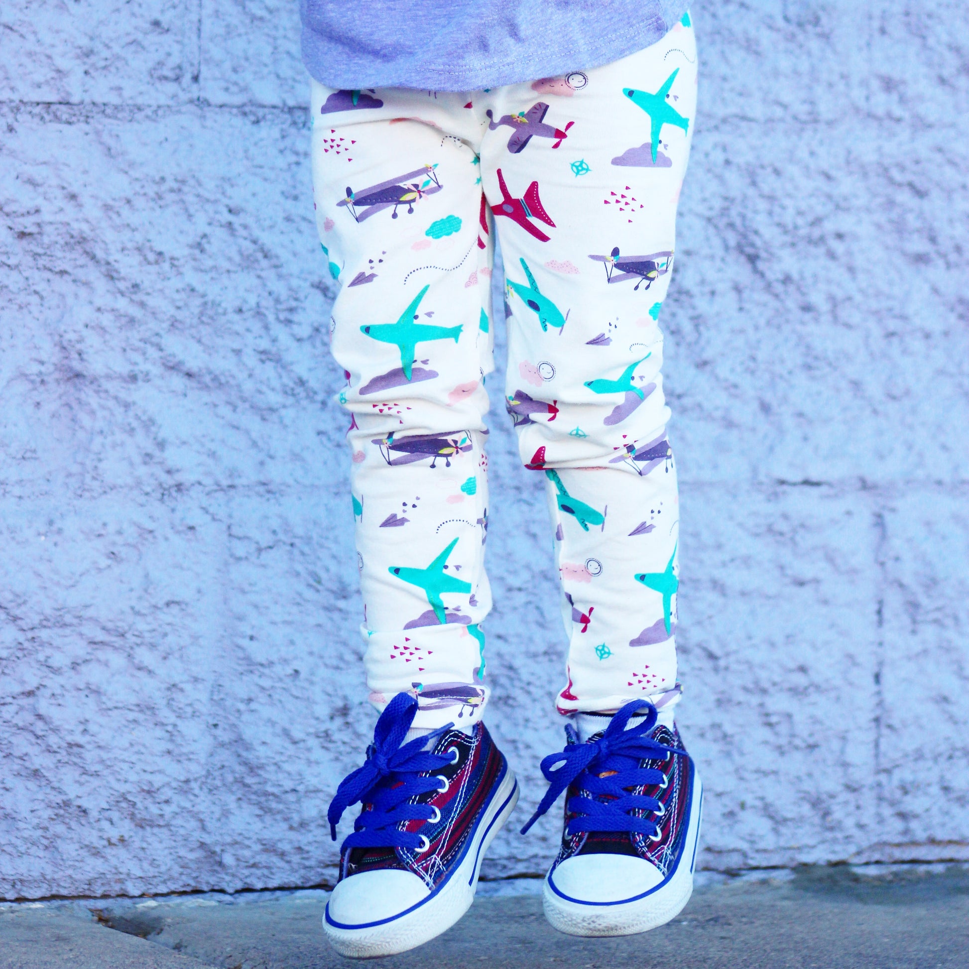 Airplane aviation pilot leggings for toddler girls by Smarty Girl