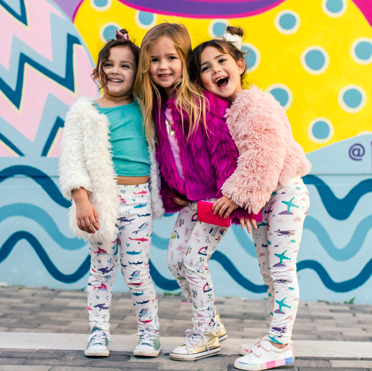 Smarty Girl organic toddler girls leggings with vibrant "boyish" STEM science prints