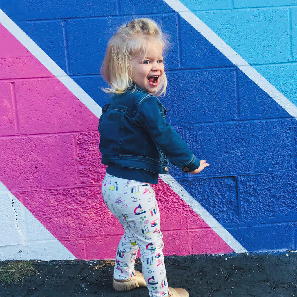 Chemistry science STEM leggings for toddler girls by Smarty Girl