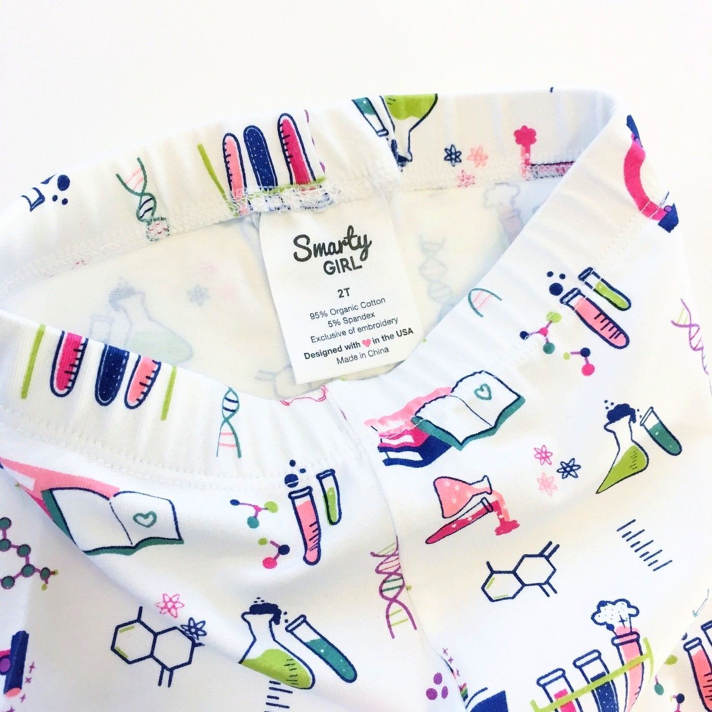 Chemistry science STEM leggings for toddler girls by Smarty Girl
