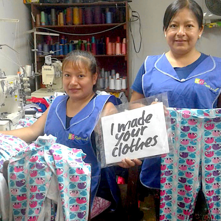 Apparel manufacturing garment manufacturer clothing factory Lima, Peru pima cotton Peruvian leggings kids fashion brand ethical style slow I made your clothes sign workers pants shirt dress company ecofashion revolution fast fashion 