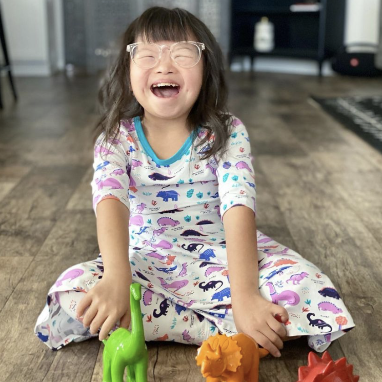 Dinosaur clothes for girls dinosaurs twirl skirt dress with pockets girl clothing twirly pocket dresses science stem paleontology girly pink purple kids pants toddler shirt t-shirt birthday dino party theme gift baby children’s child infant nerd geek nerdy geeky ethical fashion brand style scientist smart smarty pima cotton Peru outfit apparel Kansas company mom-owned circle ballet skater fit and flare diversity inclusion company fashion line apparel down syndrome awareness
