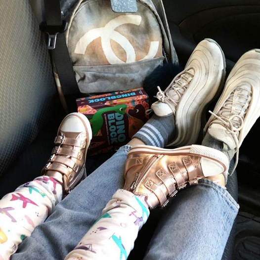 Eva Chen, Instagram director of fashion partnerships, NYC mom kids blogger and influencer celebrity, daughter Ren in organic + ethical Smarty Girl toddler girls science STEM clothes clothing leggings 