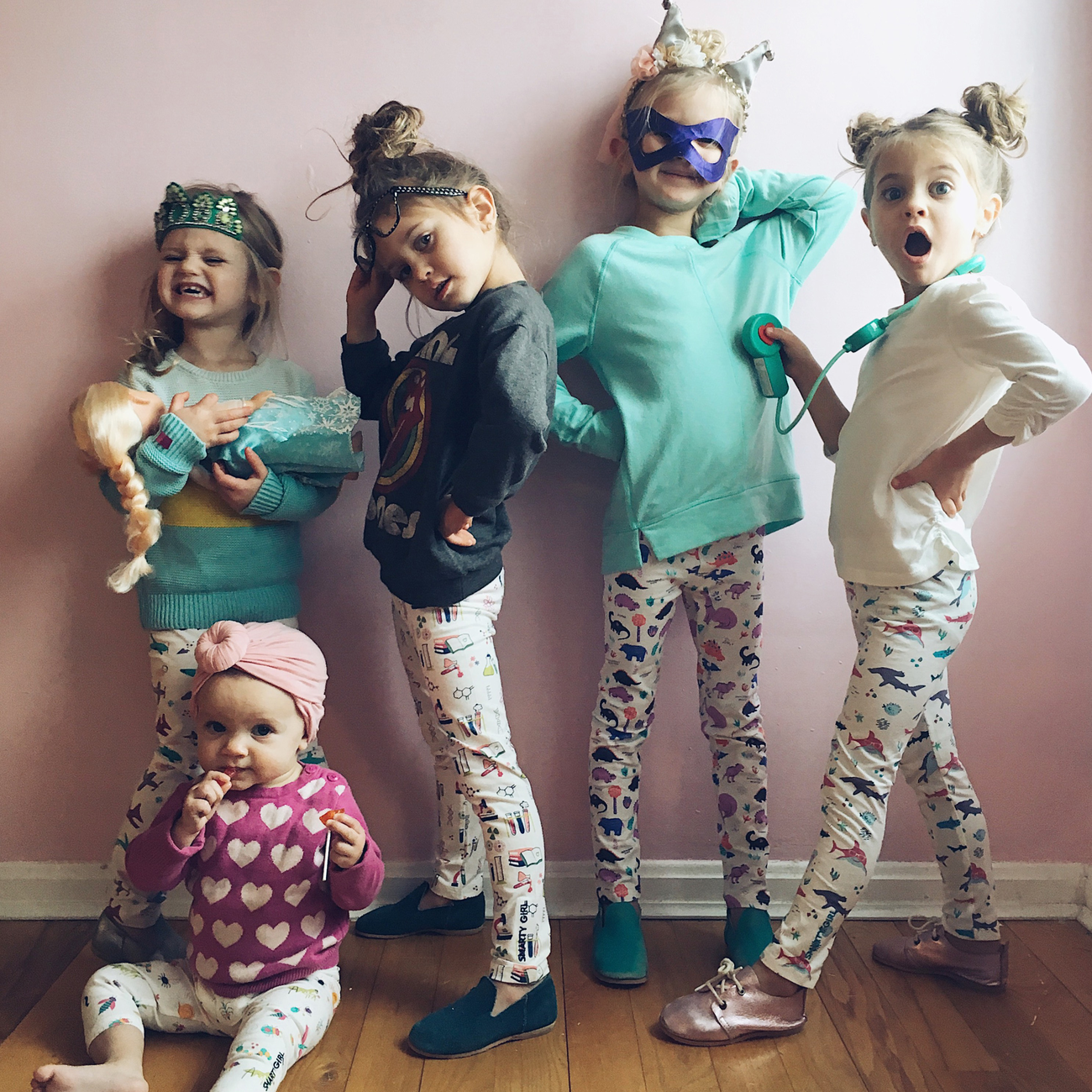 Smarty Girl organic toddler girls leggings with vibrant "boyish" STEM science prints