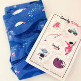 Girls narwhal leggings narwhals clothing whale Smarty Girl whales science STEM clothes pima cotton Peru girly pants ocean sea marine biology smart geek nerd pink purple 