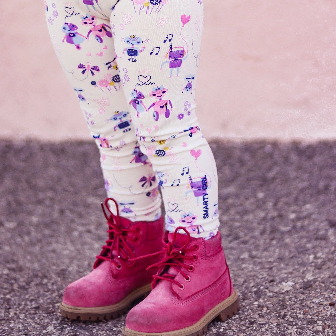 Girls robot clothes girl robots clothing leggings pants robotics Smarty Girl toddler scientist kids child coding computer programming science STEM clothes girly engineer engineering technology smart geek nerd pink purple BFF baby children kid pima cotton Peru Peruvian colorful mural color wall