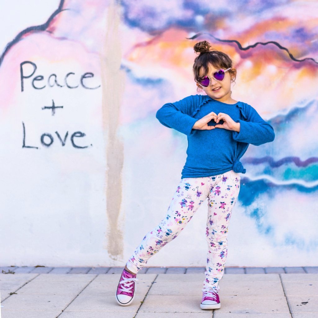 Girls robot clothes girl robots clothing leggings pants robotics Smarty Girl toddler code scientist coding programming science STEM clothes pima cotton Peru Peruvian girly engineering technology smart geek nerd pink purple BFF baby kids children child kid mural