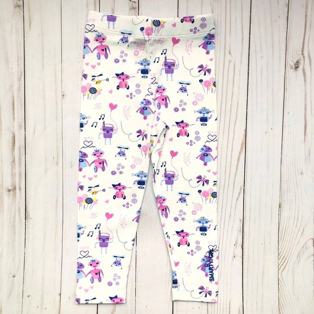 Girls robot leggings robots clothing robotics Smarty Girl code coding programming science STEM clothes pima cotton Peru girly pants engineering technology smart geek nerd pink purple 