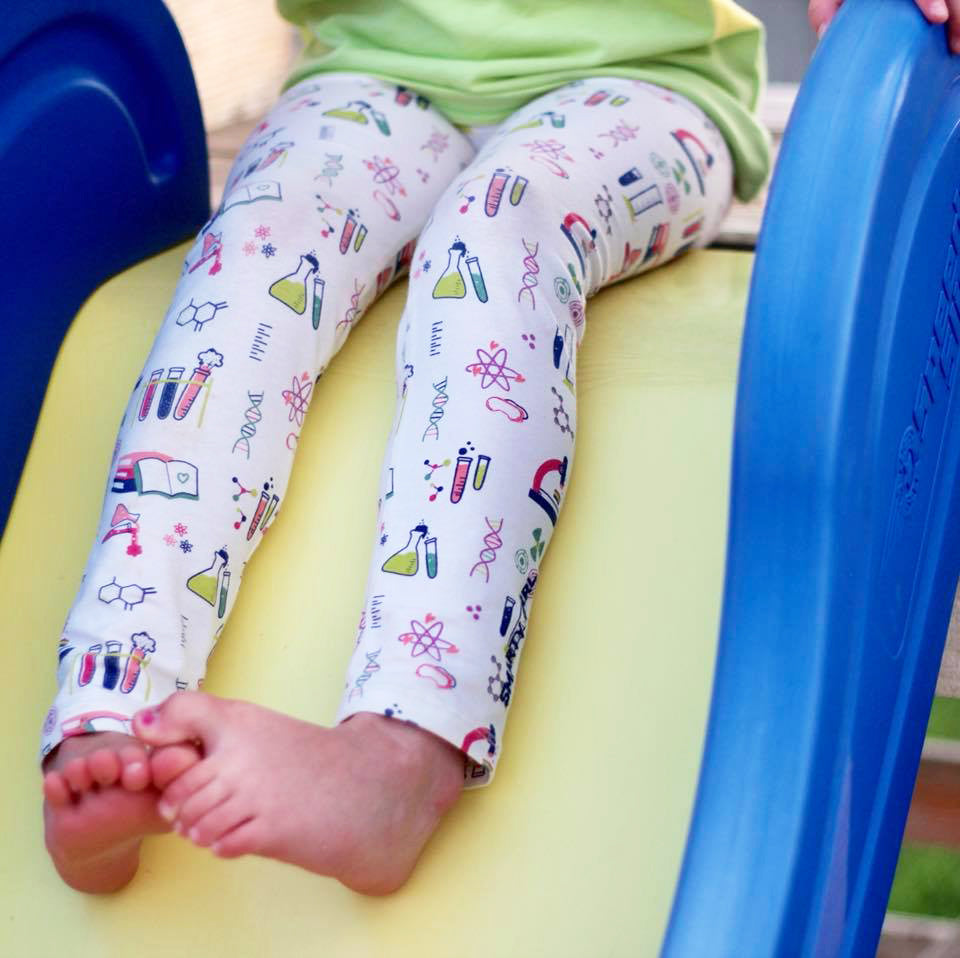 Girls science leggings girl clothes girly chemistry pants clothing STEM Smarty Girl toddler brand smart geek nerd organic pink purple kids female empowerment 