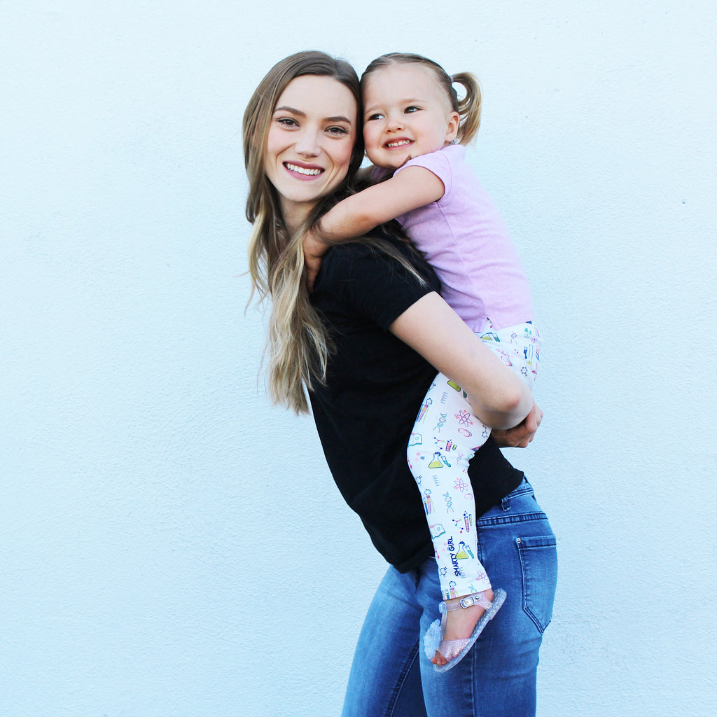 Girls science leggings girl clothes girly chemistry pants clothing STEM Smarty Girl toddler brand smart geek nerd organic pink purple kids female empowerment 