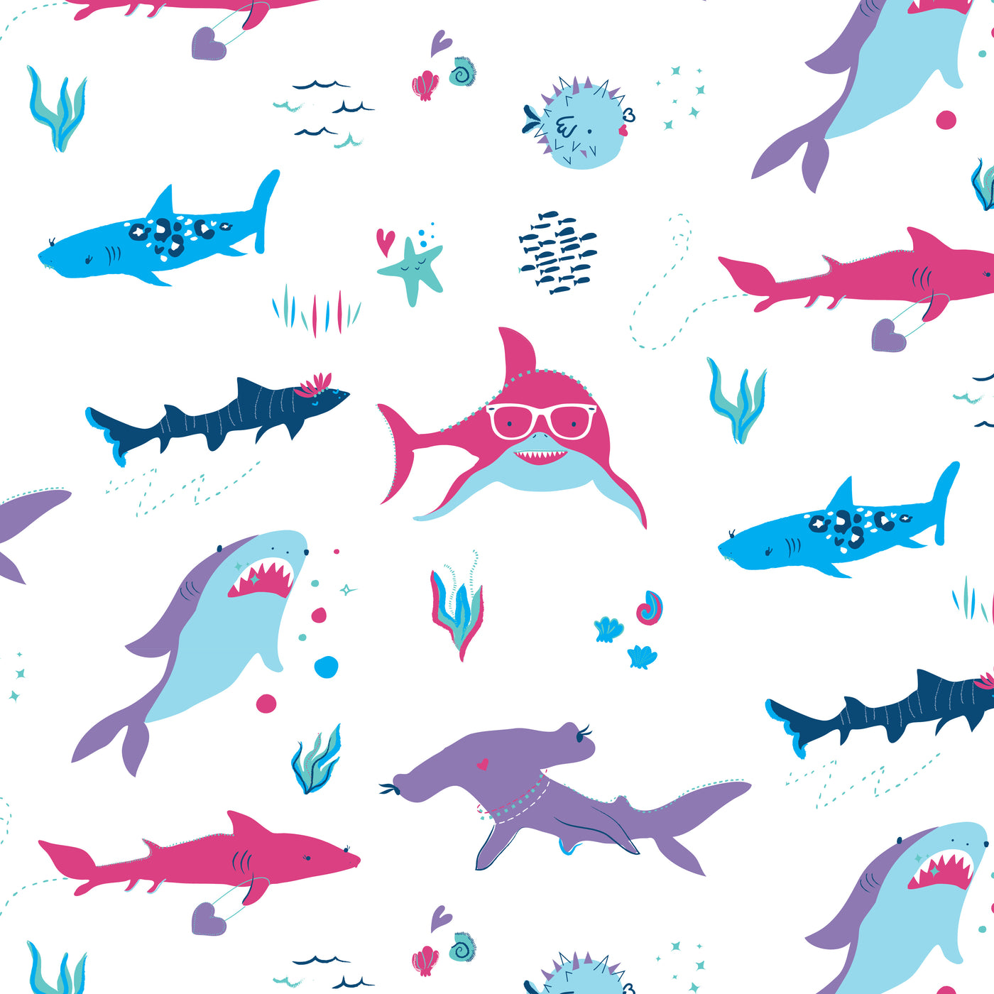Girly shark leggings for toddler girls by Smarty Girl