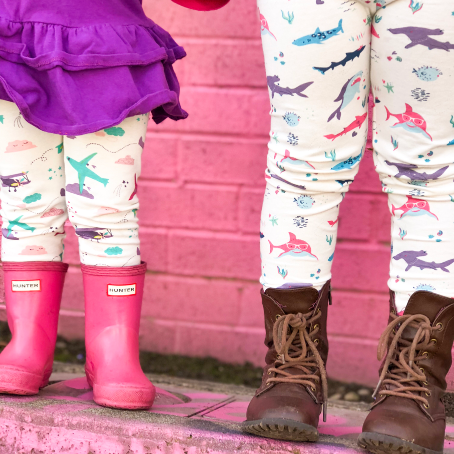 Girly shark leggings for toddler girls by Smarty Girl