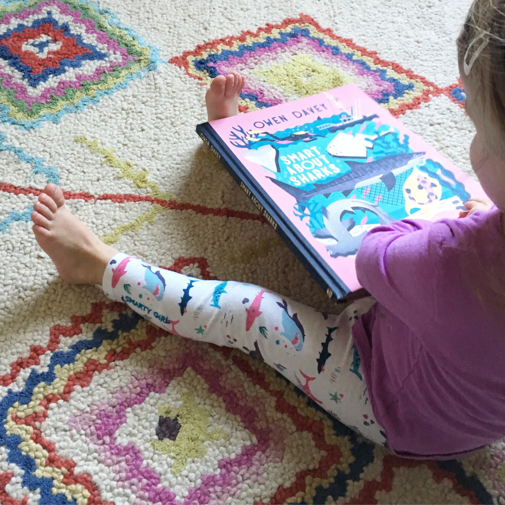 Girly shark leggings for toddler girls by Smarty Girl