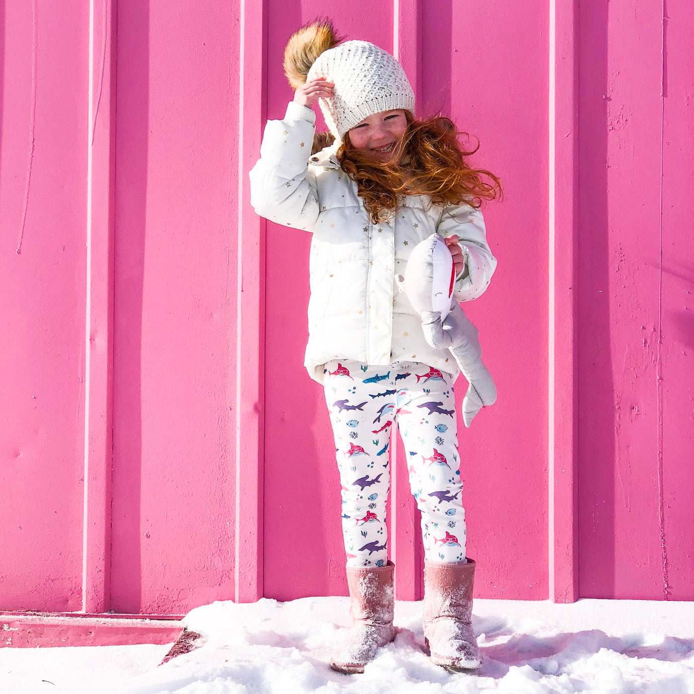 Girly shark leggings for toddler girls by Smarty Girl