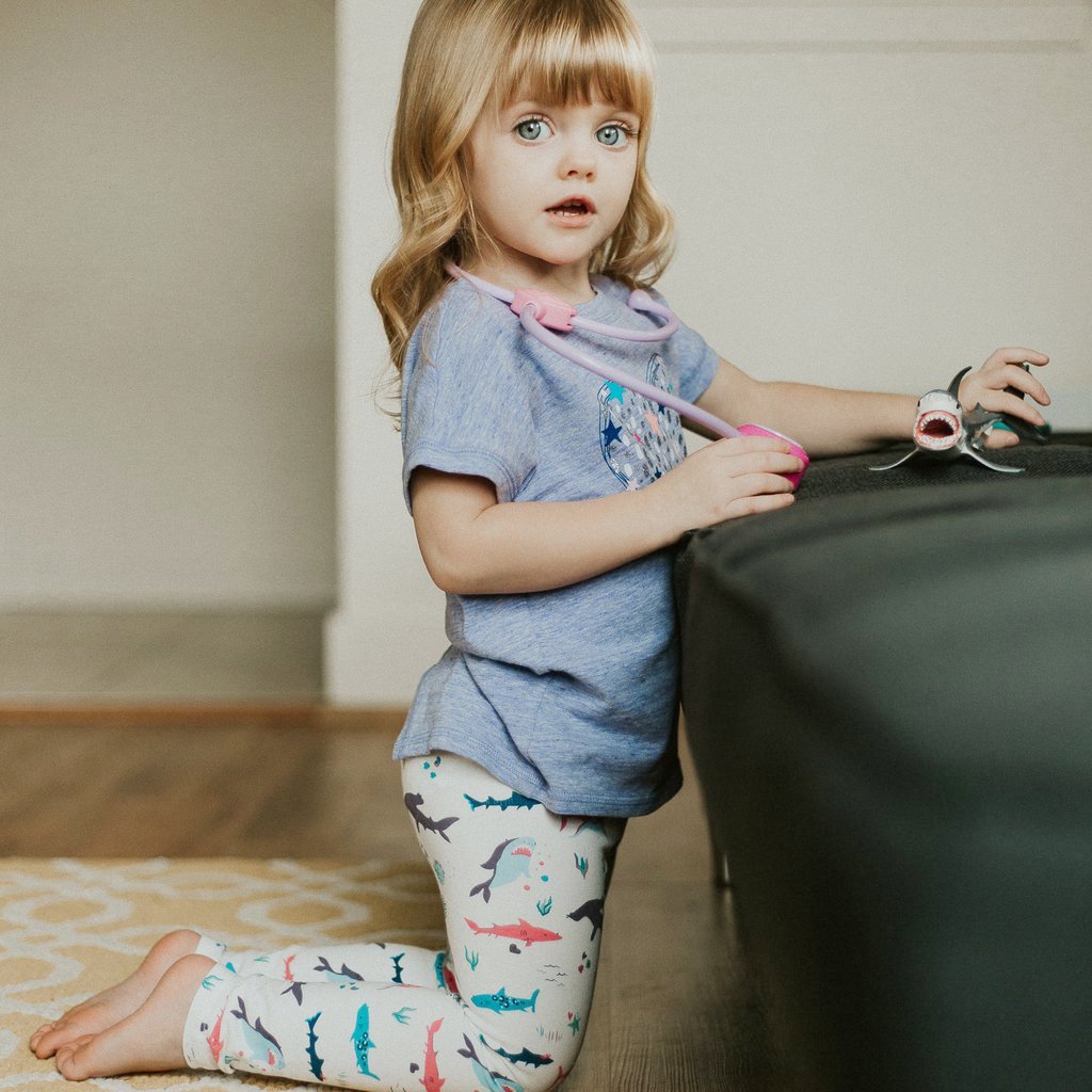 Girly shark leggings for toddler girls by Smarty Girl