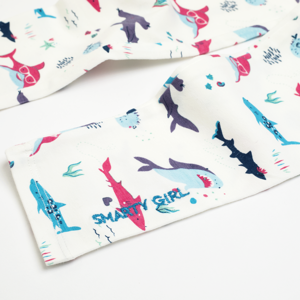 Girly shark leggings for toddler girls by Smarty Girl