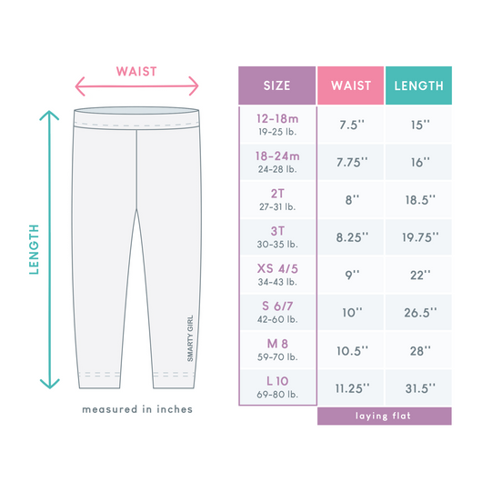 Tween leggings size chart best sale