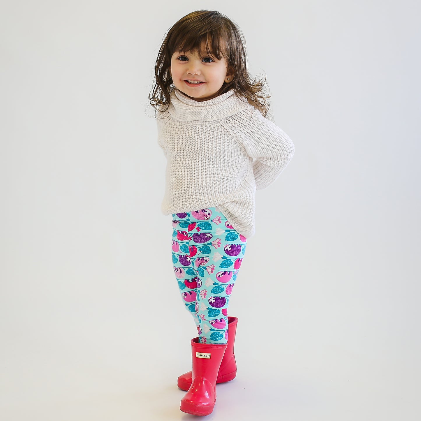 Sloth leggings sloths girls clothing clothes Smarty Girl pants shirt tshirt dress pink purple girly science STEM biology biologist kid kids child children baby toddler smart geek nerd nerdy geeky tropical jungle rainforest rain forest green birthday party theme gift pima cotton Peru ethical fashion female empowerment style brand apparel line gender neutral  