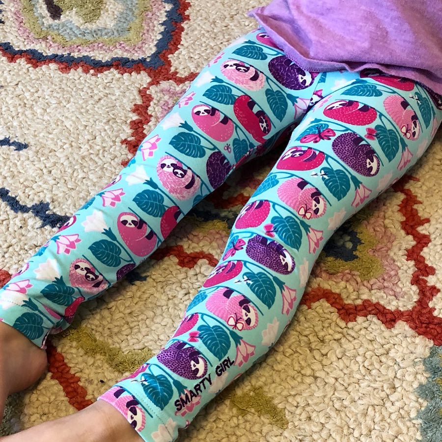 Sloth leggings sloths girls clothing girl clothes pants shirt tshirt dress pink purple girly science STEM biology biologist kid kids child children baby toddler smart geek nerd nerdy geeky tropical jungle rainforest birthday party theme gift pima Peru 