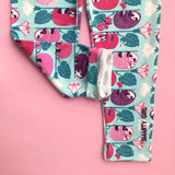 Sloth leggings sloths girls clothing girl clothes pants shirt tshirt dress pink purple girly science STEM biology biologist kid kids child embroidery children baby toddler smart geek nerd nerdy geeky tropical jungle rainforest green birthday party theme gift pima cotton Peru ethical fashion female empowerment style brand 