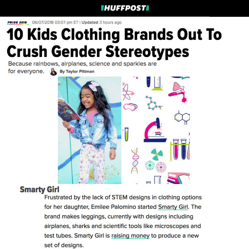 Girls science clothes STEM clothing Smarty Girl brand leggings smart girly apparel nerd geek geeky dinosaur shark airplane insect chemistry pants organic pink purple 